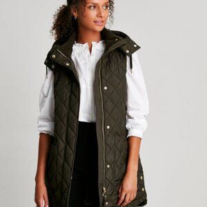 JOULES Chatham Green Quilted Gilet With Hood